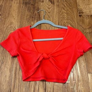 red tie crop top